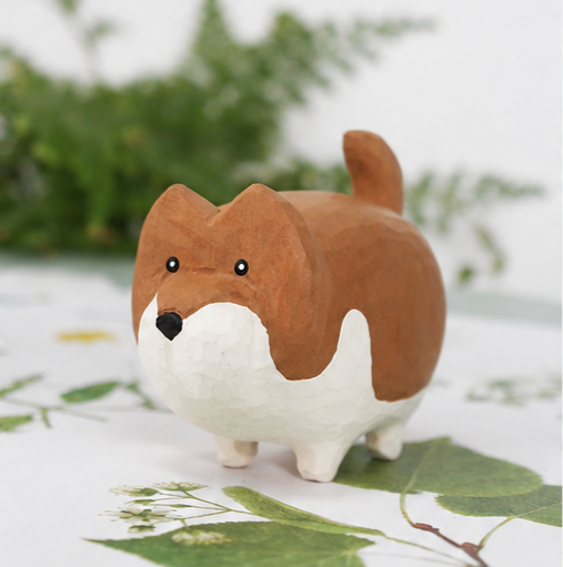 Wooden Puppy Desktop Ornament / Craft