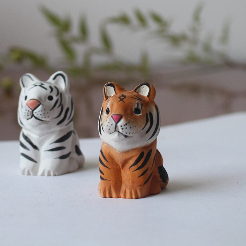 Cartoon Little Tiger Wooden Animal Ornament