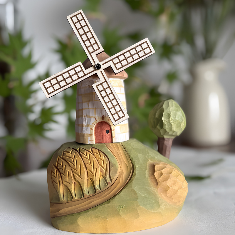 Handcrafted Wheat Field Windmill Ornament & Gift