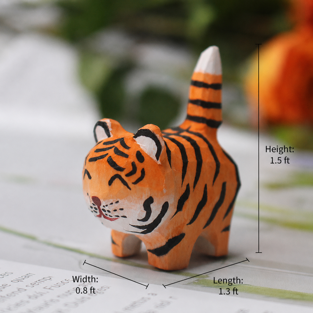 Cartoon Little Tiger Wooden Animal Ornament