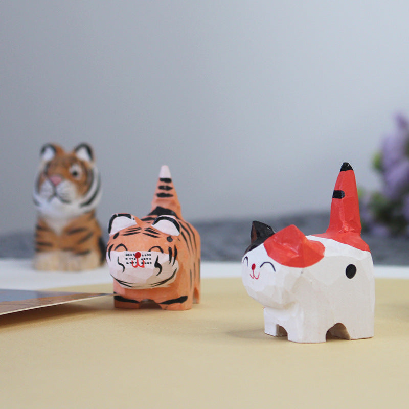 Cartoon Little Tiger Wooden Animal Ornament