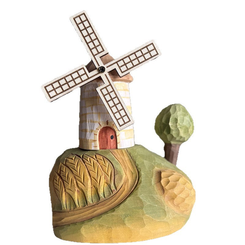 Handcrafted Wheat Field Windmill Ornament & Gift