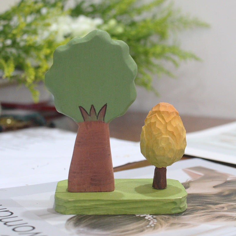 Fan Moon Lighthouse Wooden Carving Decorative Gift Set