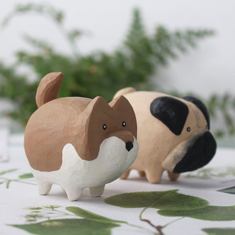 Wooden Puppy Desktop Ornament / Craft