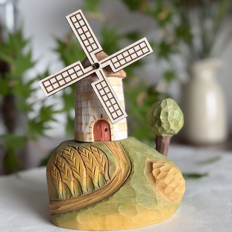 Handcrafted Wheat Field Windmill Ornament & Gift